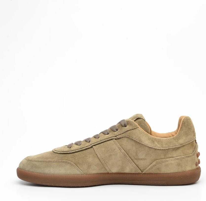 TOD'S Stijlvolle Beige Suède Sneakers Beige Heren