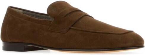 TOD'S Stijlvolle Bruine Suède Loafers Brown Heren