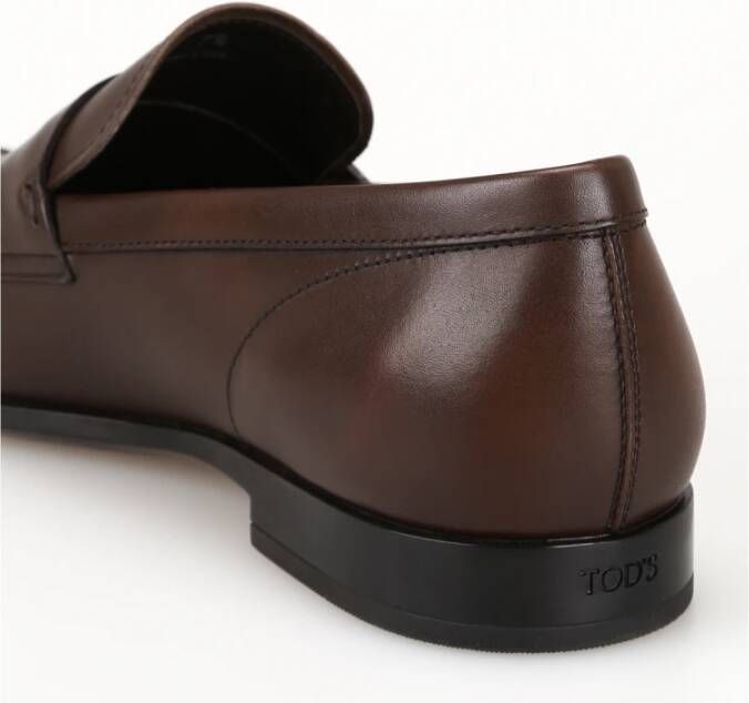 TOD'S Stijlvolle Bruine Suède Loafers met Penny Bar Brown Heren