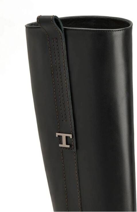 TOD'S Stijlvolle Leren Laarzen Black Dames