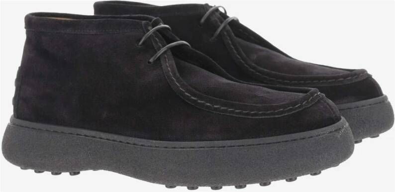 TOD'S Stijlvolle Leren Loafers in Zwart Black Heren