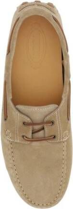 TOD'S Stijlvolle leren loafers met rubberen noppen Beige Heren