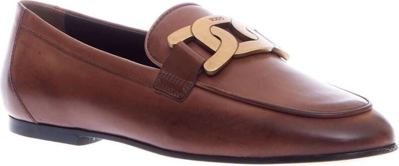 TOD'S Stijlvolle leren mocassins Cognac Brown Dames