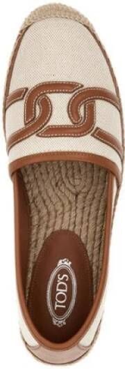 TOD'S Stoffen Espadrille Wit Bruin Beige Dames