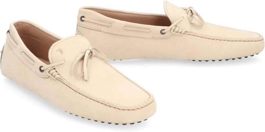 TOD'S Strik Voorkant Suède Loafers Beige Heren