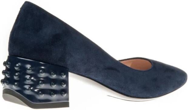 TOD'S Suede Decolleté met Metalen Applicaties Blue Dames