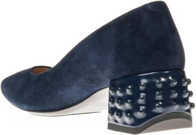 TOD'S Suede Decolleté met Metalen Applicaties Blue Dames