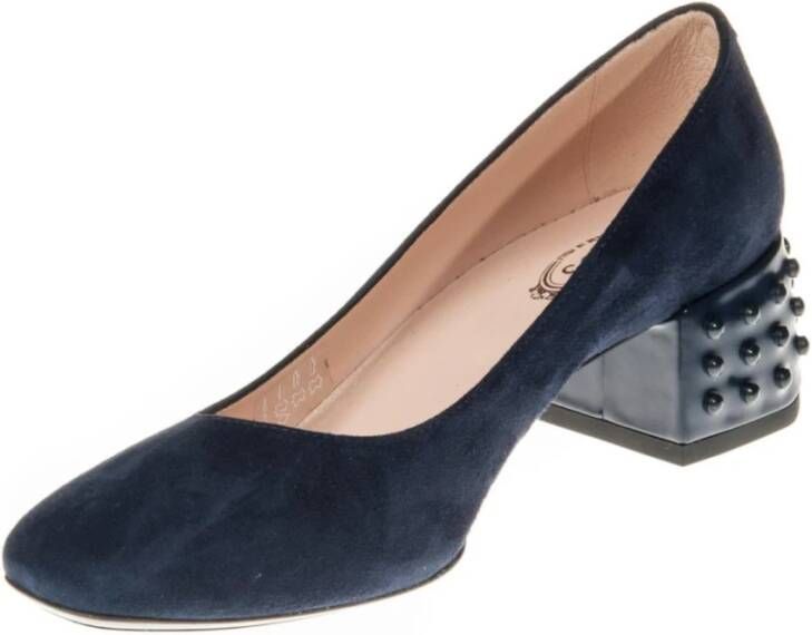 TOD'S Suede Decolleté met Metalen Applicaties Blue Dames