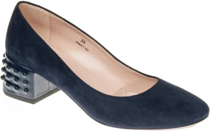 TOD'S Suede Decolleté met Metalen Applicaties Blue Dames