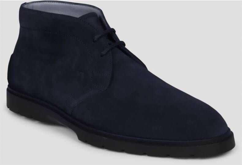 TOD'S Suede Desert Boots met Rubber Kiezels Blauw Heren