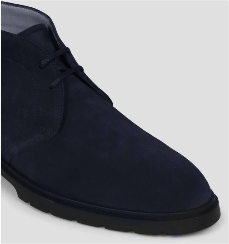 TOD'S Suede Desert Boots met Rubber Kiezels Blauw Heren