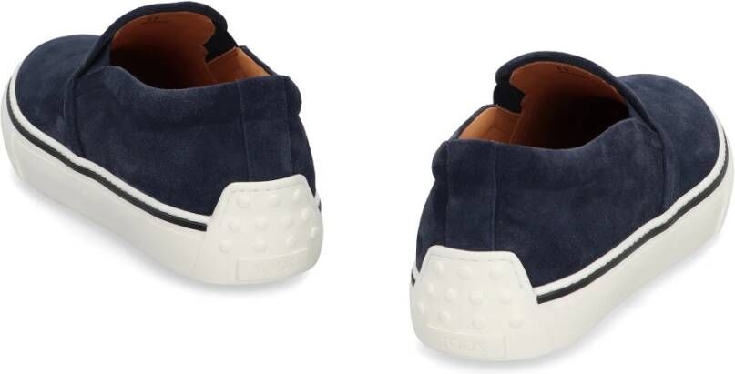 TOD'S Suède Instap Sneakers Ronde Neus Blue Heren