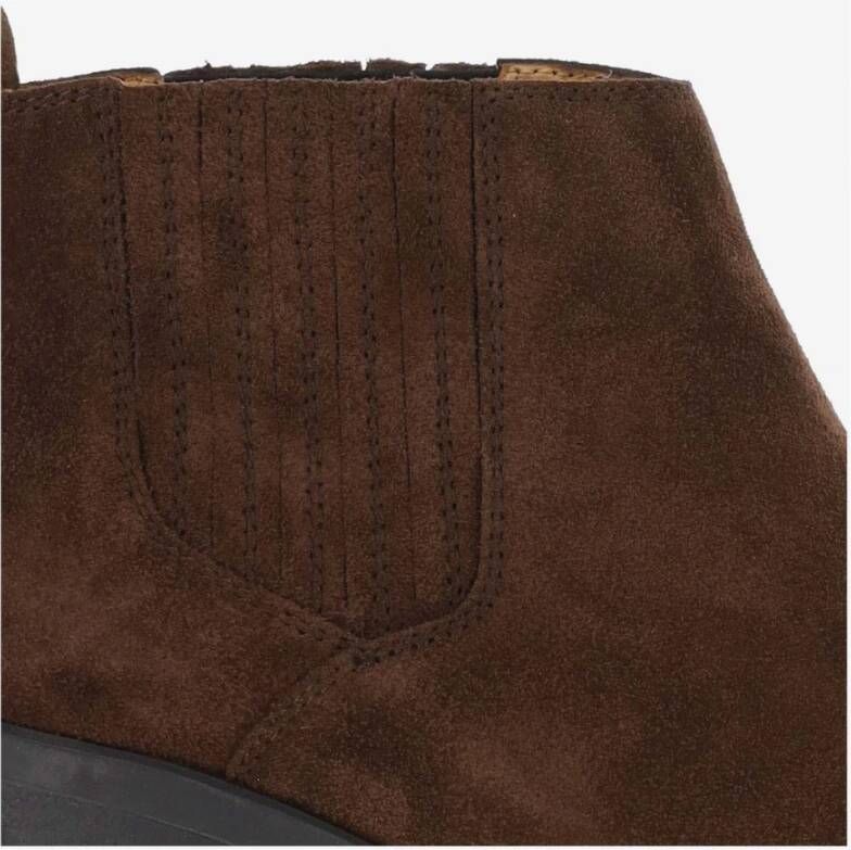 TOD'S Suède Leren Enkellaarzen Amandel Teen Brown Dames