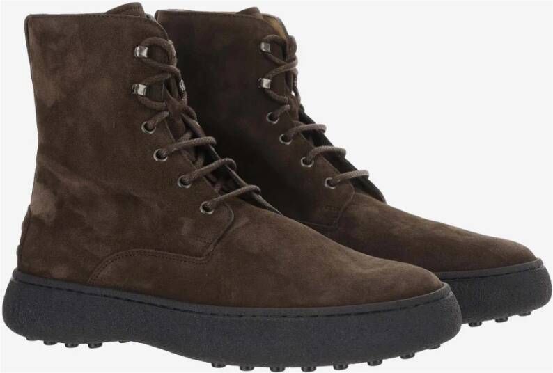 TOD'S Suède Leren Veterschoen Brown Heren