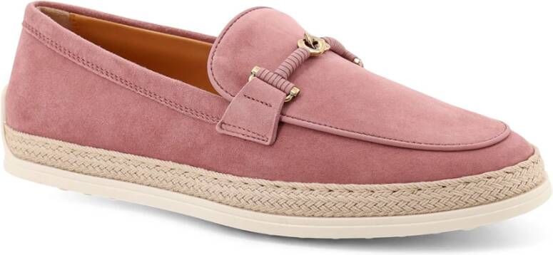 TOD'S Suède Loafer met Metalen Detail Pink Dames