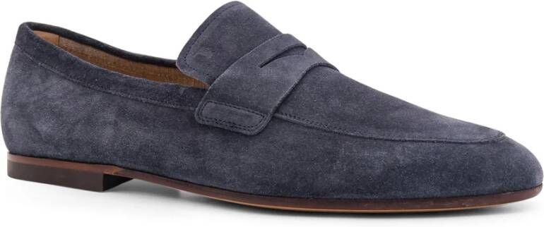 TOD'S Suède Loafer met Rubberen Hak Blue Heren