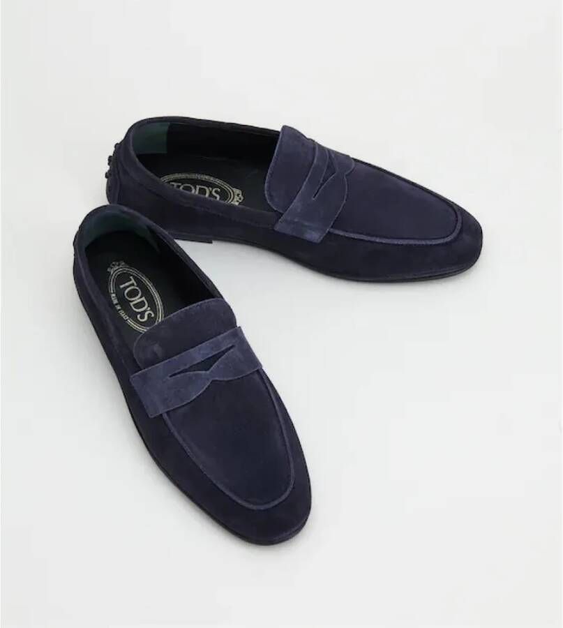 TOD'S Suede Loafer Navy Blauw Blue Heren