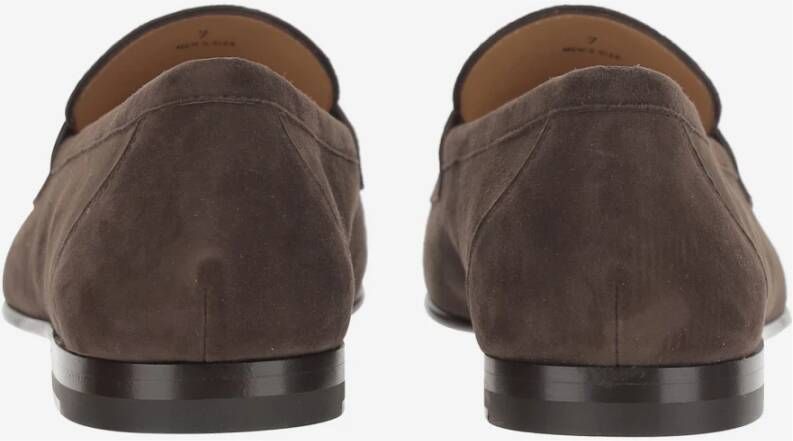 TOD'S Suède Loafers met Logo Brown Heren