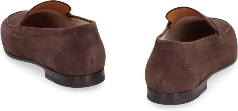 TOD'S Suede Loafers Ronde Neus Goatskin Brown Heren