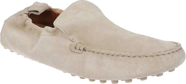 TOD'S Suède Mocassin met Elastisch Profiel Beige Dames