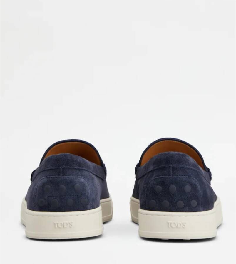 TOD'S Suède Mocassin met Handstiksel Blue Heren