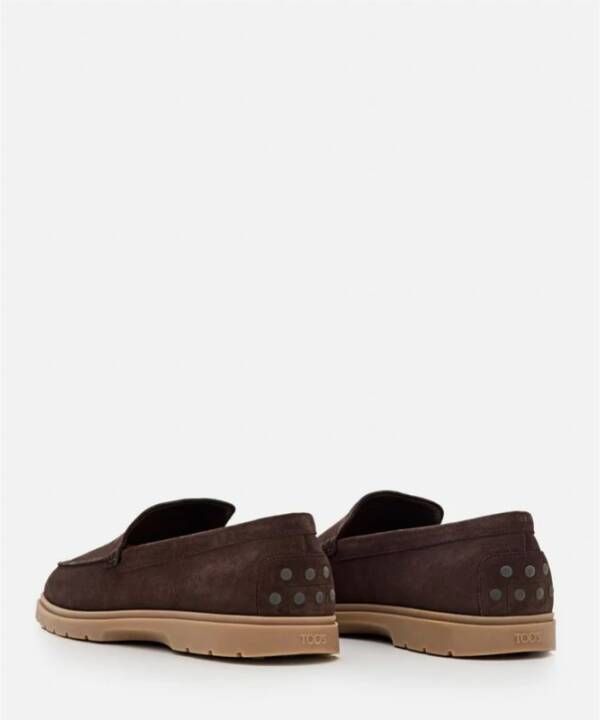 TOD'S Suède Mocassin met Rubberen Zool Brown Heren