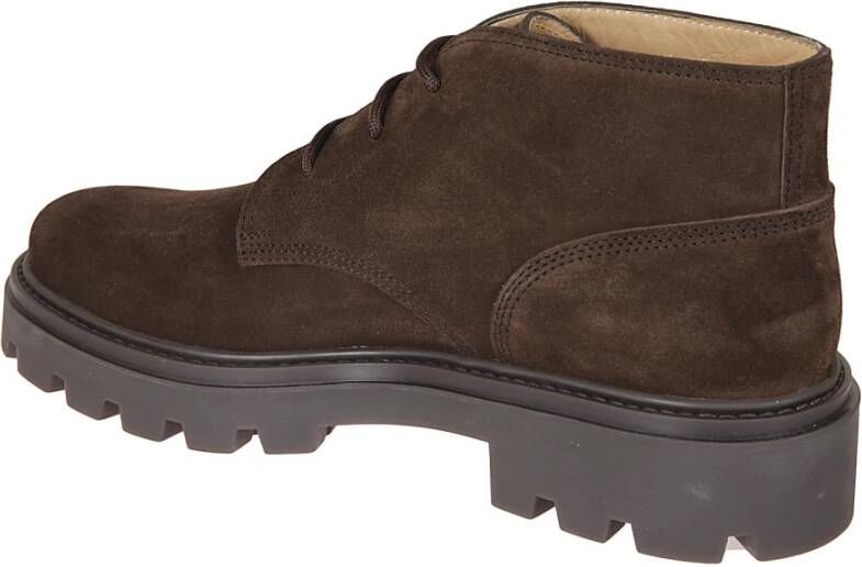 TOD'S Suède Mocassins Bruin Stiksels Rubber Zool Brown Heren