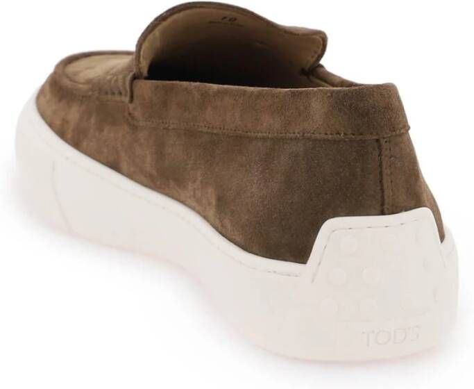 TOD'S Suede Mocassins met Monogram Brown Heren