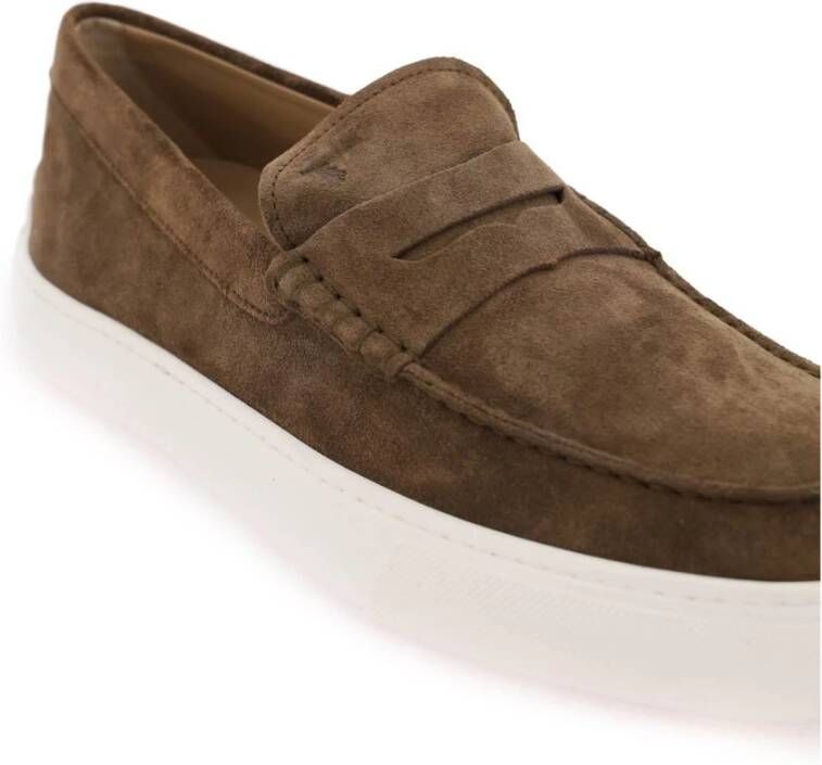 TOD'S Suede Mocassins met Monogram Brown Heren