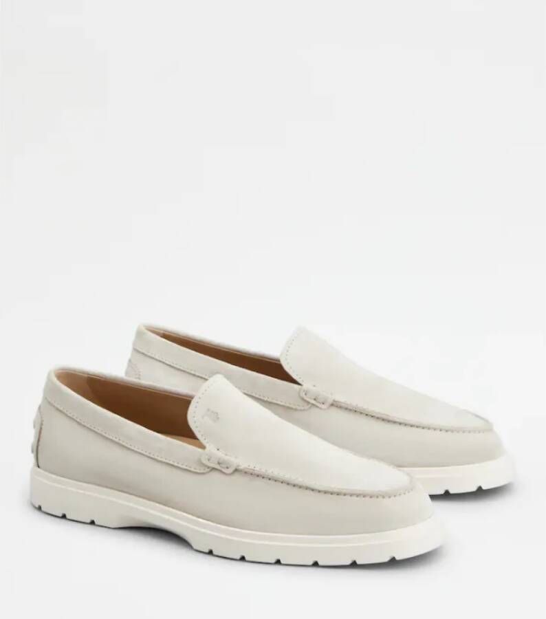 TOD'S Suède Slip-On Mocassins met Monogram White Heren