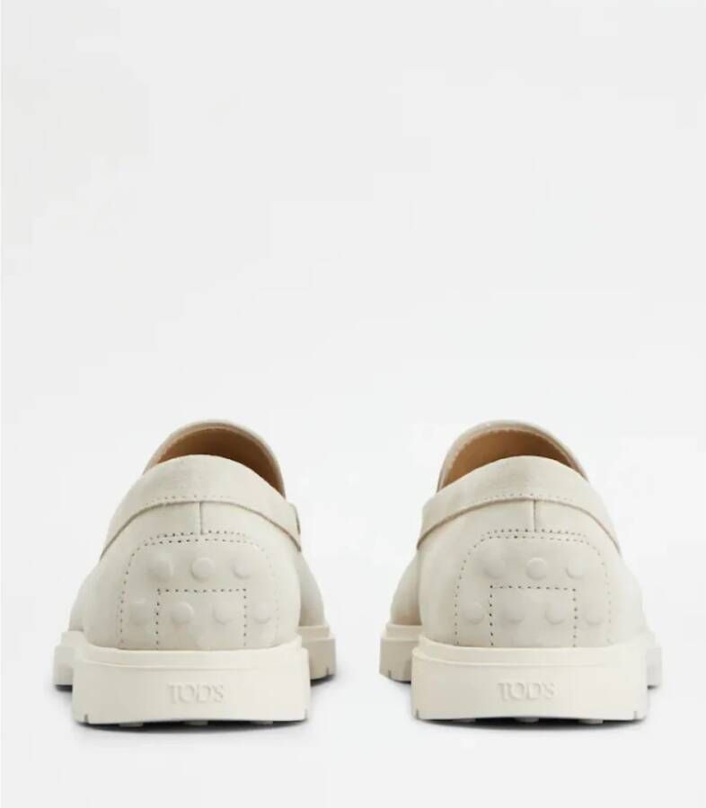 TOD'S Suède Slip-On Mocassins met Monogram White Heren