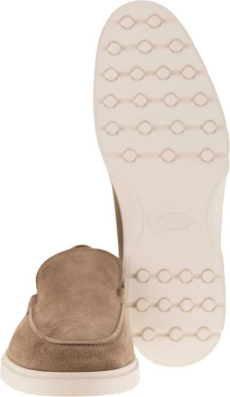 TOD'S Suede Slipper Moccasin met Rubberen Zool Beige Heren