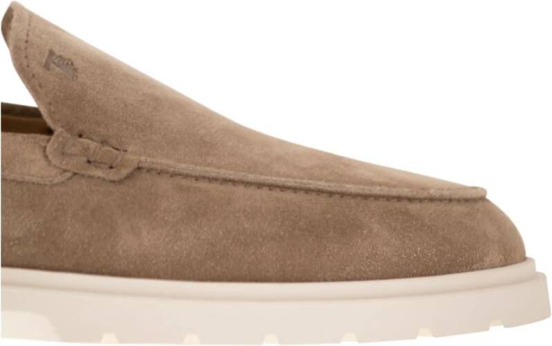 TOD'S Suede Slipper Moccasin met Rubberen Zool Beige Heren