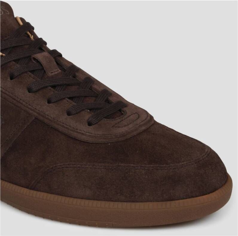 TOD'S Suede Sneakers Ronde Neus Vetersluiting Brown Heren