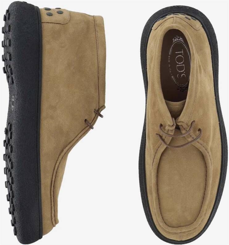 TOD'S Suède Veterschoenen Beige Heren