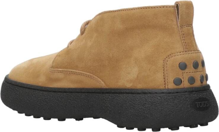 TOD'S Suède Veterschoenen Enkellaarsjes Brown Heren