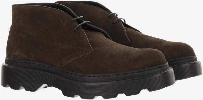 TOD'S Suède Veterschoenen Enkellaarsjes Bruin Brown Heren