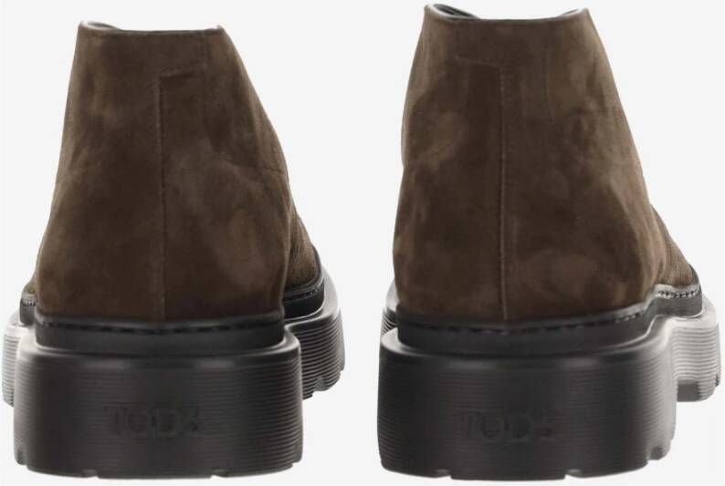 TOD'S Suède Veterschoenen Enkellaarsjes Bruin Brown Heren