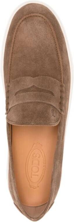 TOD'S Taupe Leren Penny Slot Moc Schoenen Brown Heren