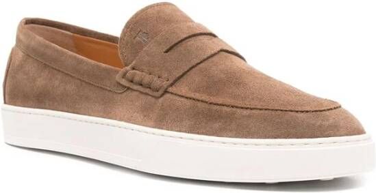 TOD'S Taupe Leren Penny Slot Moc Schoenen Brown Heren