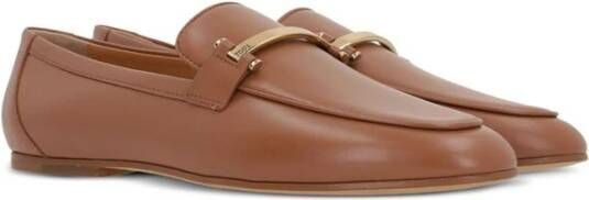 TOD'S Terracotta Bruin Leren Platte Schoenen Brown Dames