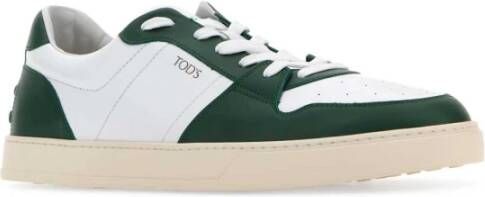 TOD'S Tweekleurige Leren Sneakers Green Heren