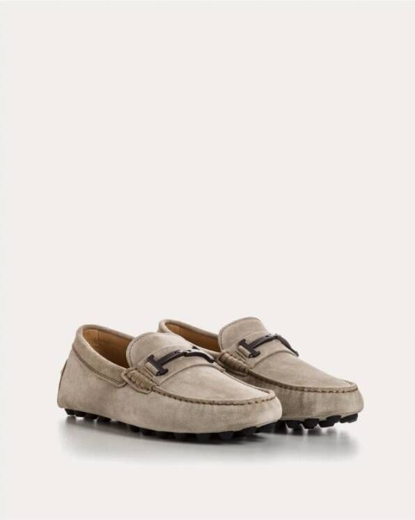 TOD'S Velours mocassins met delicaat detail Beige Heren