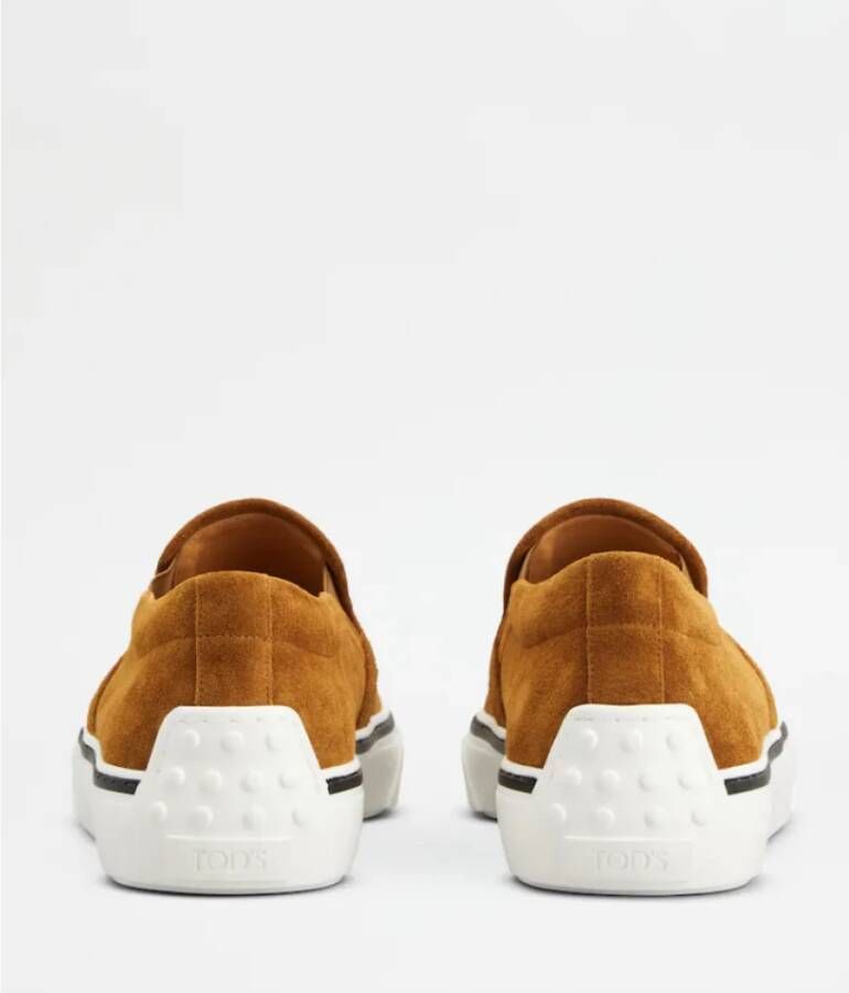 TOD'S Velvet Slip-Ons met Monogramprint Brown Heren