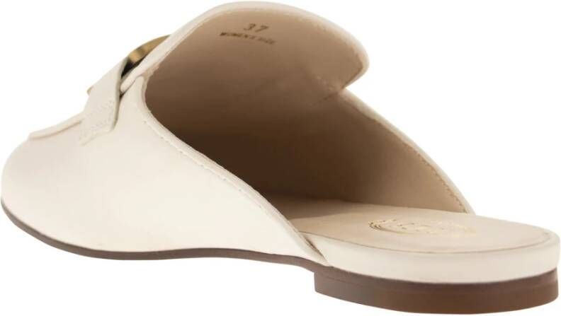 TOD'S Verfijnde zwarte leren slippers Beige Dames