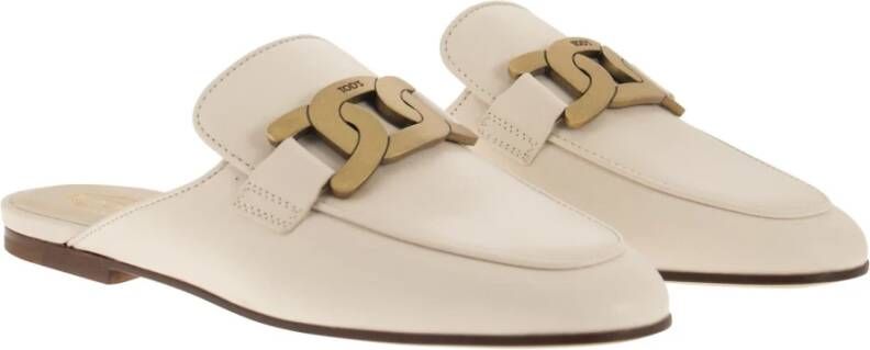 TOD'S Verfijnde zwarte leren slippers Beige Dames