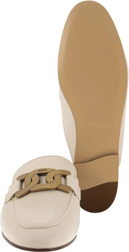 TOD'S Verfijnde zwarte leren slippers Beige Dames