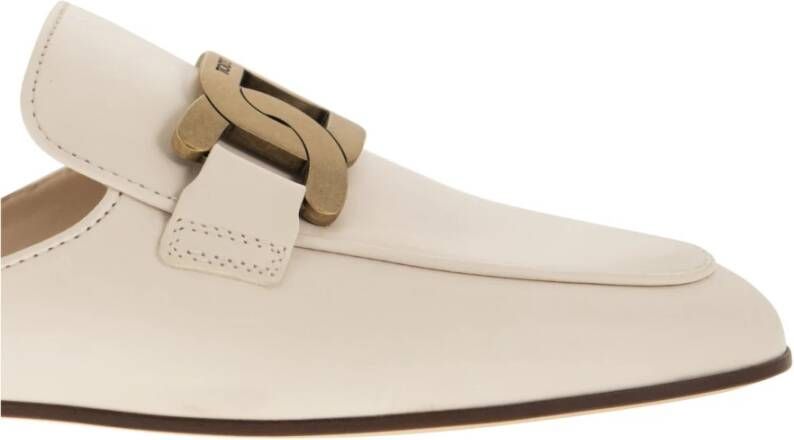 TOD'S Verfijnde zwarte leren slippers Beige Dames