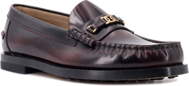 TOD'S Vintage Patent Leren Loafer met Metalen Detail Brown Dames