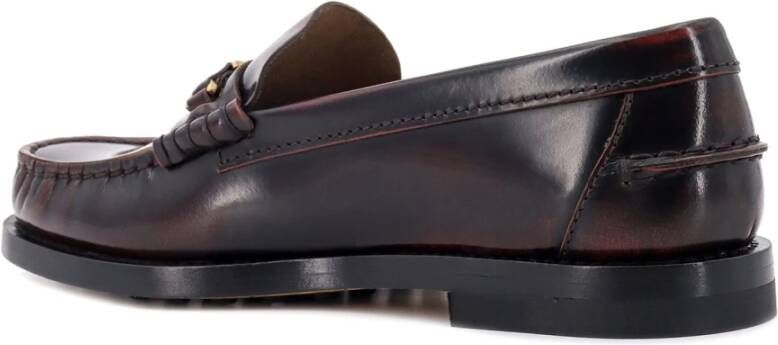 TOD'S Vintage Patent Leren Loafer met Metalen Detail Brown Dames